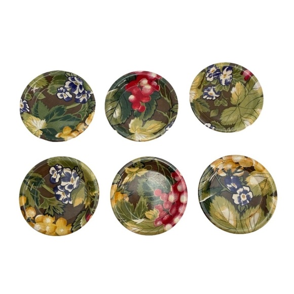 VINTAGE Bamboo Hand Painted Coaster Set of 6 - Picture 2 of 10